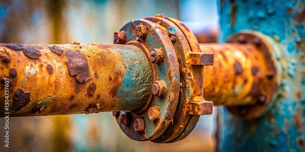 Rusty Metal Pipe Connection - Minimalist Industrial Background Stock Photo Rusty Metal Pipe Connection - Minimalist Industrial Background Stock Photo