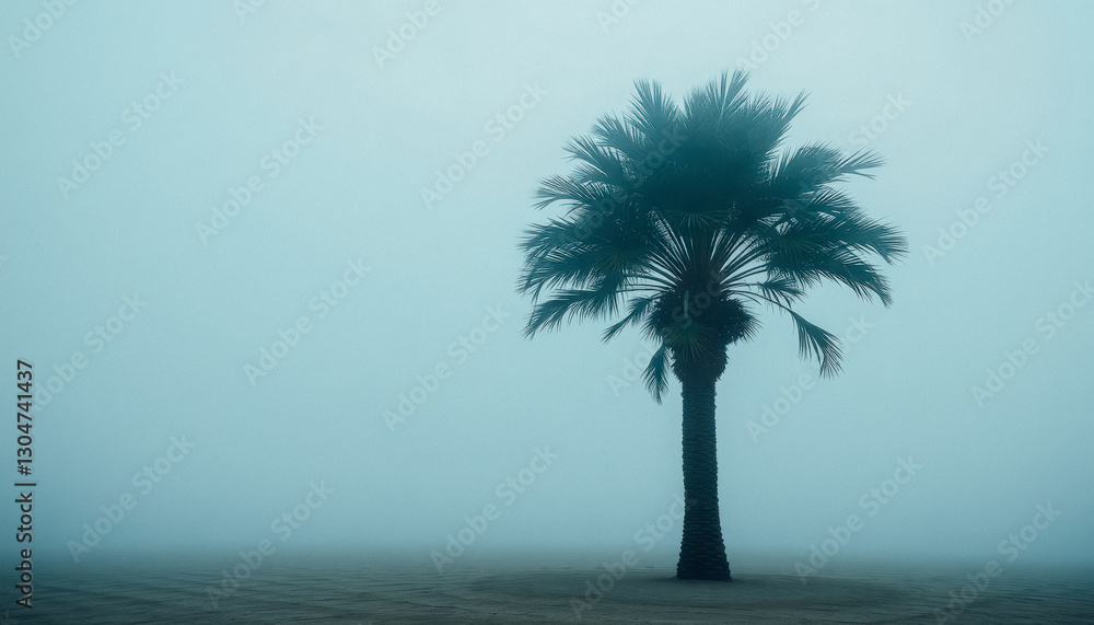 Obraz premium Palm Tree in Fog