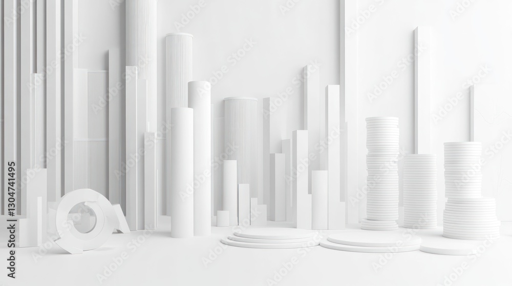 Abstract white geometric shapes composition Abstract white geometric shapes composition