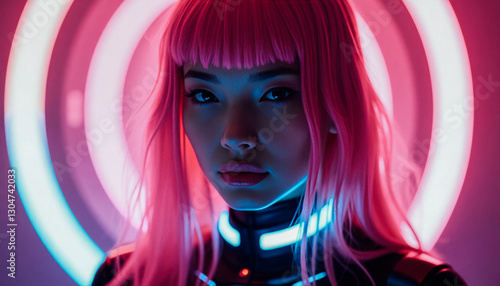 Neon Portrait of a Woman