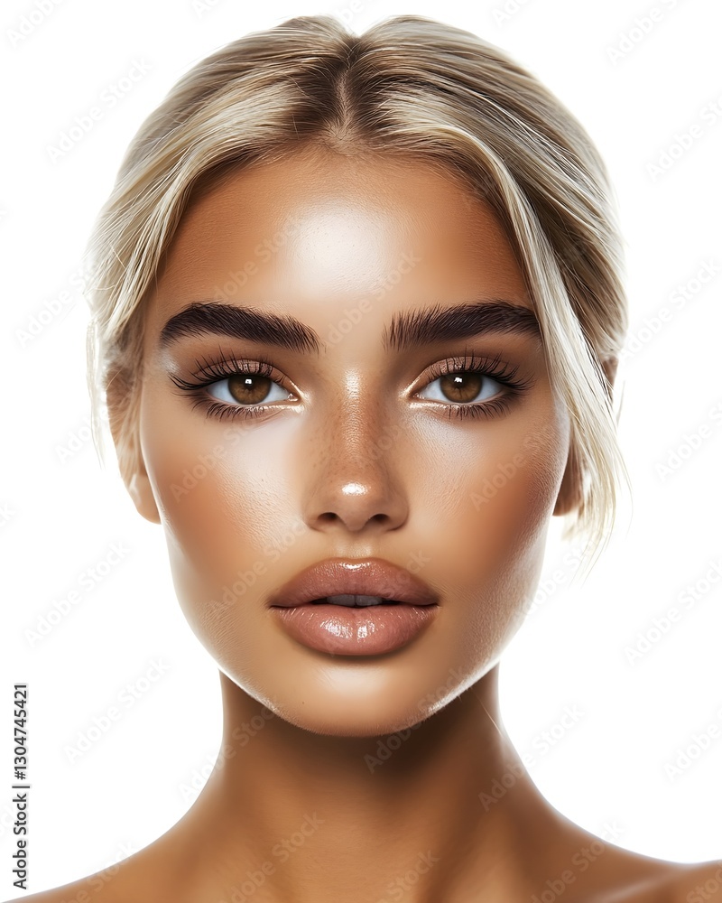 A close-up portrait of a stunning blond woman with captivating blue eyes and blonde hair, showcasing a natural yet fashionable beauty against a soft backdrop.Generative AI A close-up portrait of a stunning blond woman with captivating blue eyes and blonde hair, showcasing a natural yet fashionable beauty against a soft backdrop.Generative AI