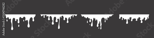 Melted milk or slime white drips. Abstract melt silhouette.