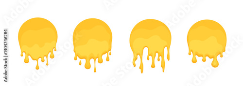 Circle with melted honey drips. Round blobs set