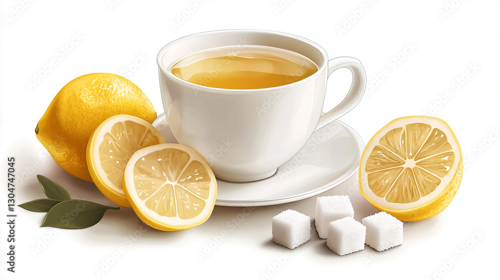 Earl Grey Tea with Lemon Slices and Sugar Cubes Earl Grey Tea with Lemon Slices and Sugar Cubes