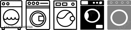 Electronic washing machines vector set, old washing machine, modern washing machine, laundry machine, home appliance, washing appliance, washing equipment