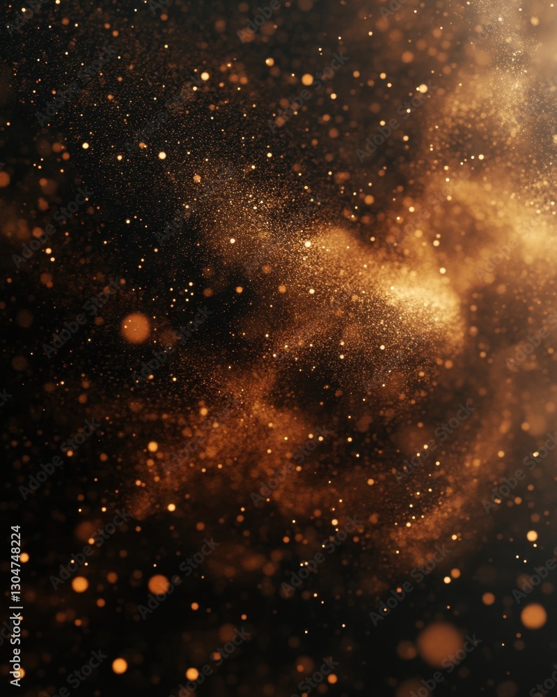 Abstract Gold Sparkle Particle Background with Bokeh Effect and Dark Backdrop Creates a Magical and Elegant Atmosphere Abstract Gold Sparkle Particle Background with Bokeh Effect and Dark Backdrop Creates a Magical and Elegant Atmosphere