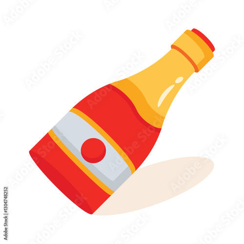 Champagne bottle icon creatively designed in 3d style