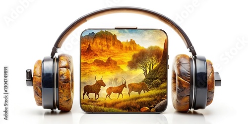 Prehistoric double exposure: ancient artifacts, fashion, and hunting.