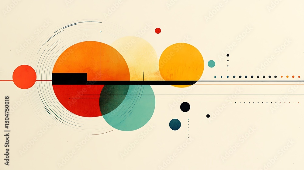 Obraz premium Abstract geometric shapes layered on a light beige background, creating a modern design