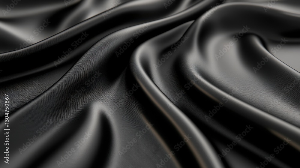 Luxurious Black Silk Fabric with Soft Folds and Elegant Drapes Creates a Smooth Texture and Rich Visual Depth Luxurious Black Silk Fabric with Soft Folds and Elegant Drapes Creates a Smooth Texture and Rich Visual Depth