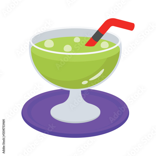 Here is a latest 3d icon of cocktail glass with a straw