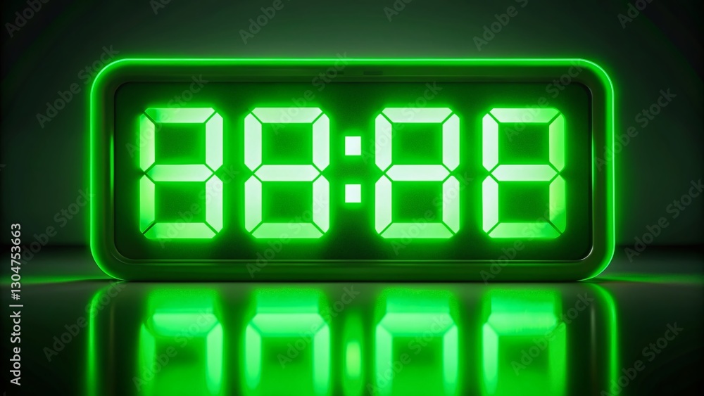 Silhouette of Digital Alarm Clock with Glowing Green Numbers at Night Silhouette of Digital Alarm Clock with Glowing Green Numbers at Night