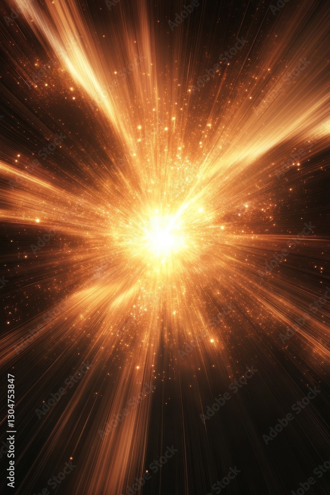 Naklejka premium Brilliant cosmic explosion with radiant light burst in dark universe