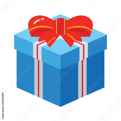 A 3d style icon of gift box wrapped with ribbon box