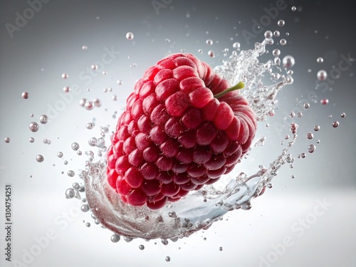 Silhouette of Flying Raspberry, Juicy Fruit Explosion, Food Photography