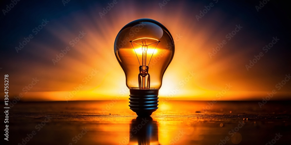 Silhouette of Lightbulb on Clear Background - Stock Photo Silhouette of Lightbulb on Clear Background - Stock Photo
