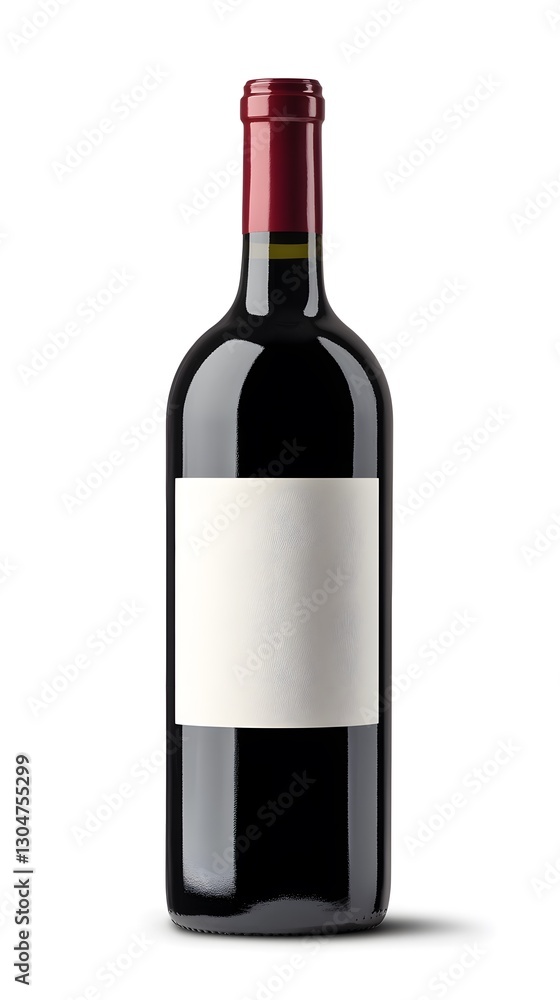 Simple red wine bottle with a blank label for customization. Simple red wine bottle with a blank label for customization.