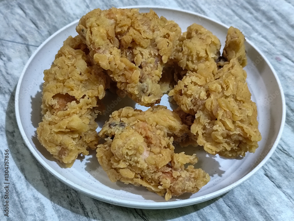 Crispy fried chicken from Indonesia is crispy and delicious. Crispy fried chicken from Indonesia is crispy and delicious.
