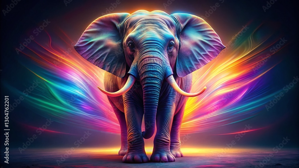 Fototapeta premium Smiling 3D Elephant Long Exposure Abstract Art