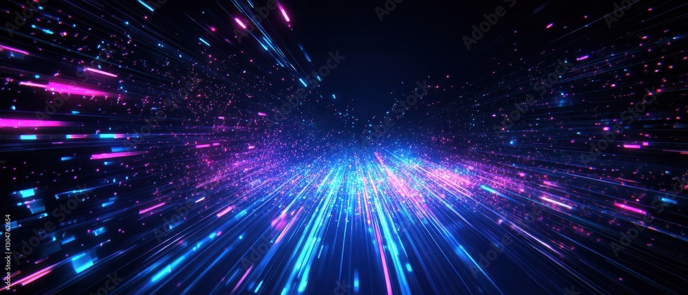 Fototapeta premium Dynamic Abstract Background with Glowing Lines and Particles in Blue and Pink Tones for Modern Technology and Futuristic Design
