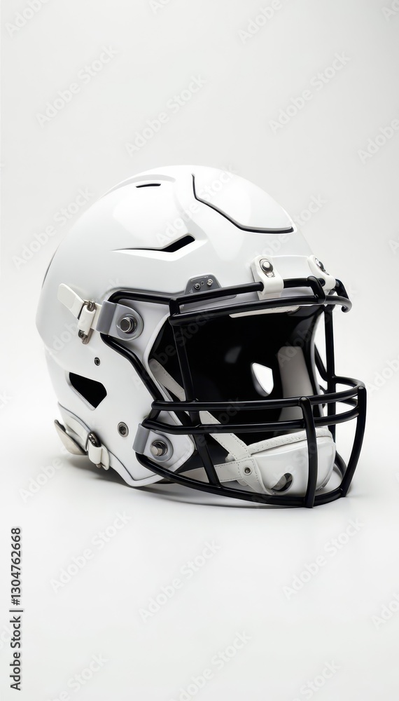 Fototapeta premium Modern football helmet, pristine white backdrop, background, sports