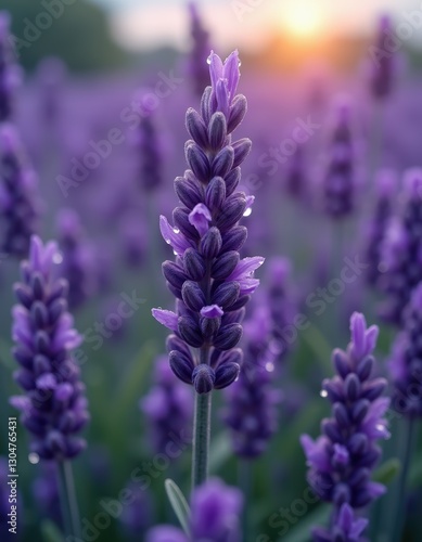 Raindrops Glistening on Lavender