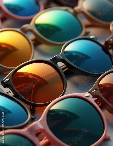 Close-Up of Sunglasses Featuring Mirrored Lenses