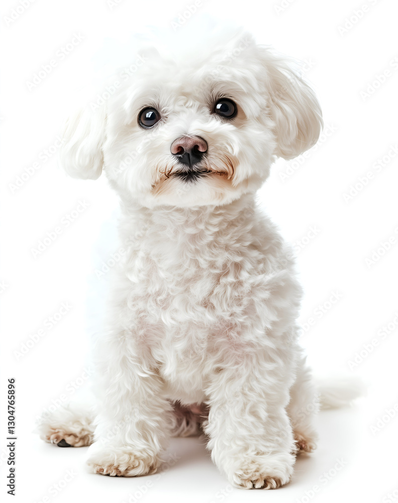 Adorable Shih Tzu and White Poodle Puppy Sitting on White Background Adorable Shih Tzu and White Poodle Puppy Sitting on White Background