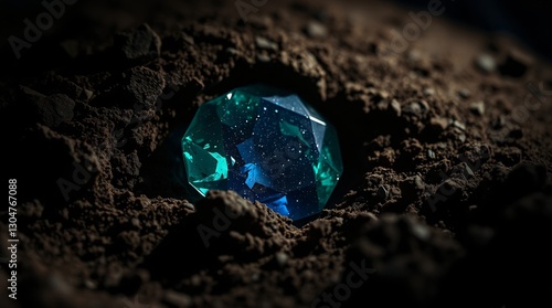 Uncut Gemstone Embedded in Rock
