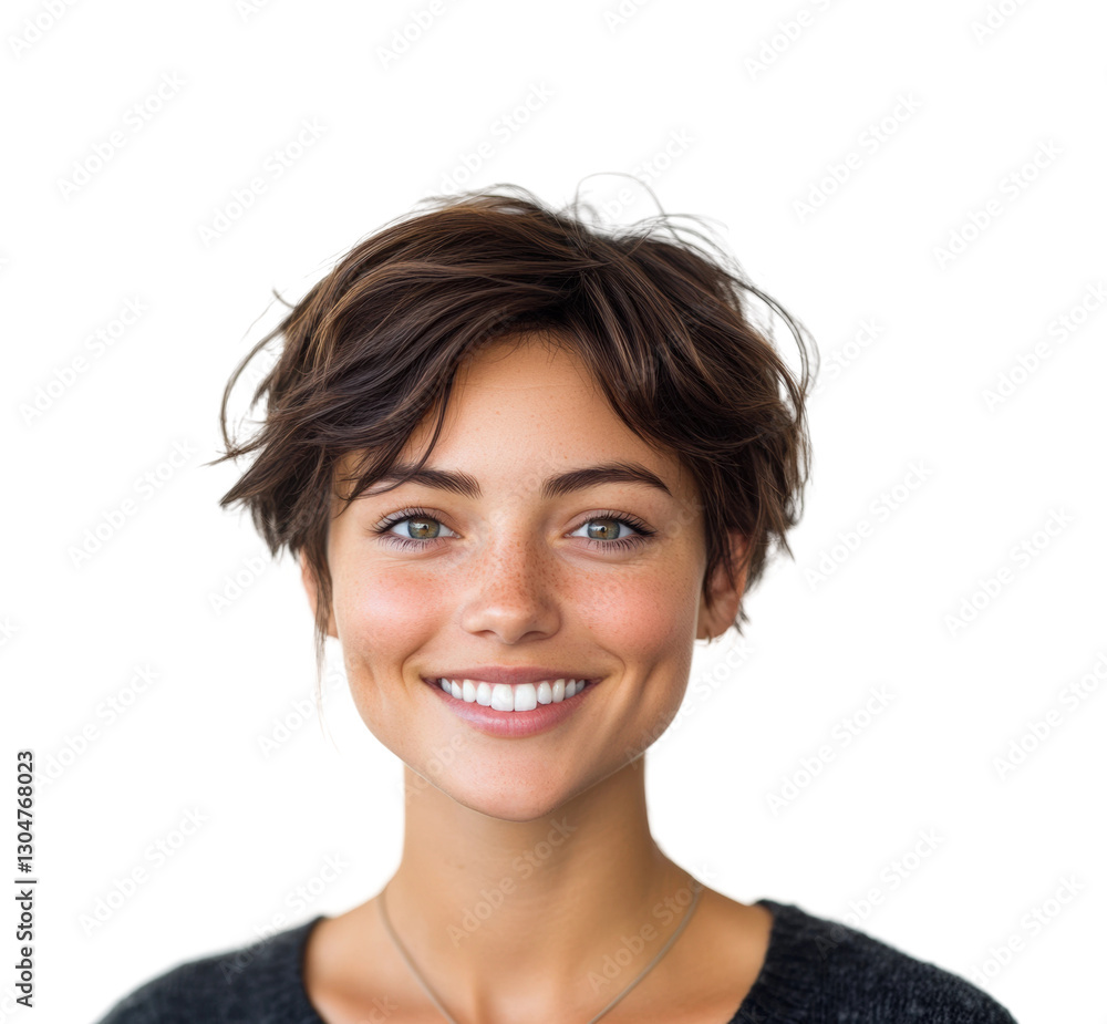 Smiling young woman portrait bright isolated on transparent background png Smiling young woman portrait bright isolated on transparent background png