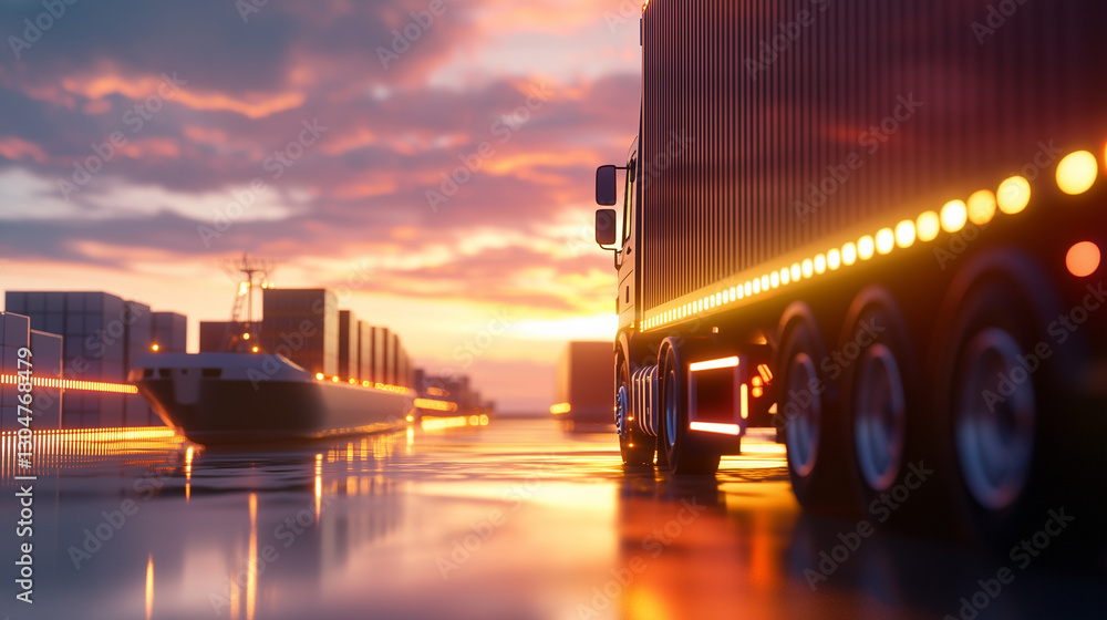 Obraz premium Logistics Technology Interface for Freight Operations and Trade
