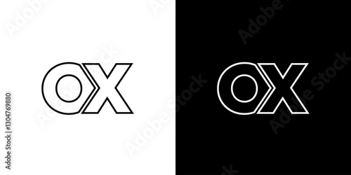 Letter O and X, OX logo design template. Minimal monogram initial based logotype.