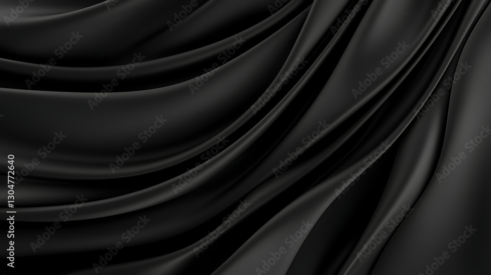 Fototapeta premium A black fabric with a long, flowing edge