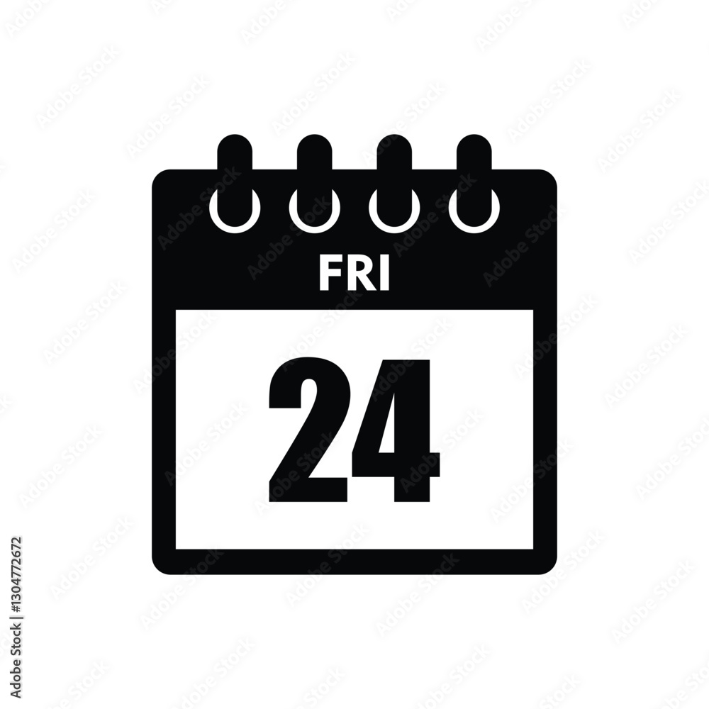 calender icon, 24 friday icon with white background calender icon, 24 friday icon with white background