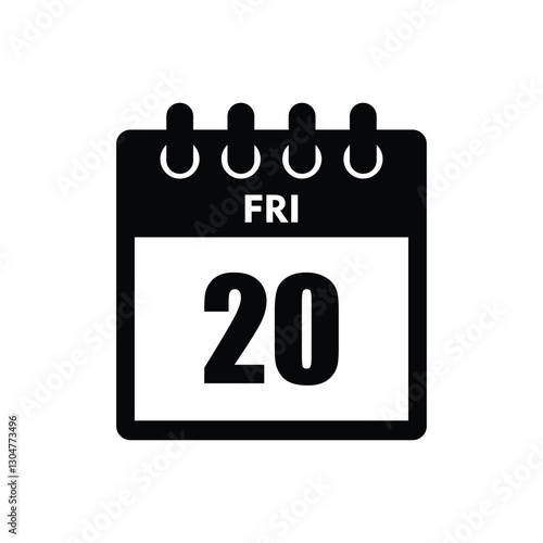calender icon, 20 friday icon with white background