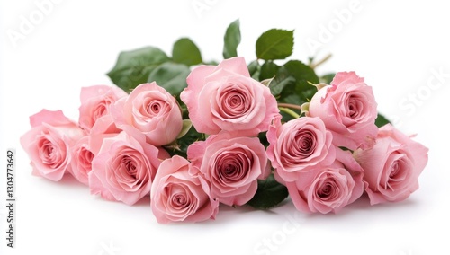 Delicate Pink Roses Bouquet on White (1)