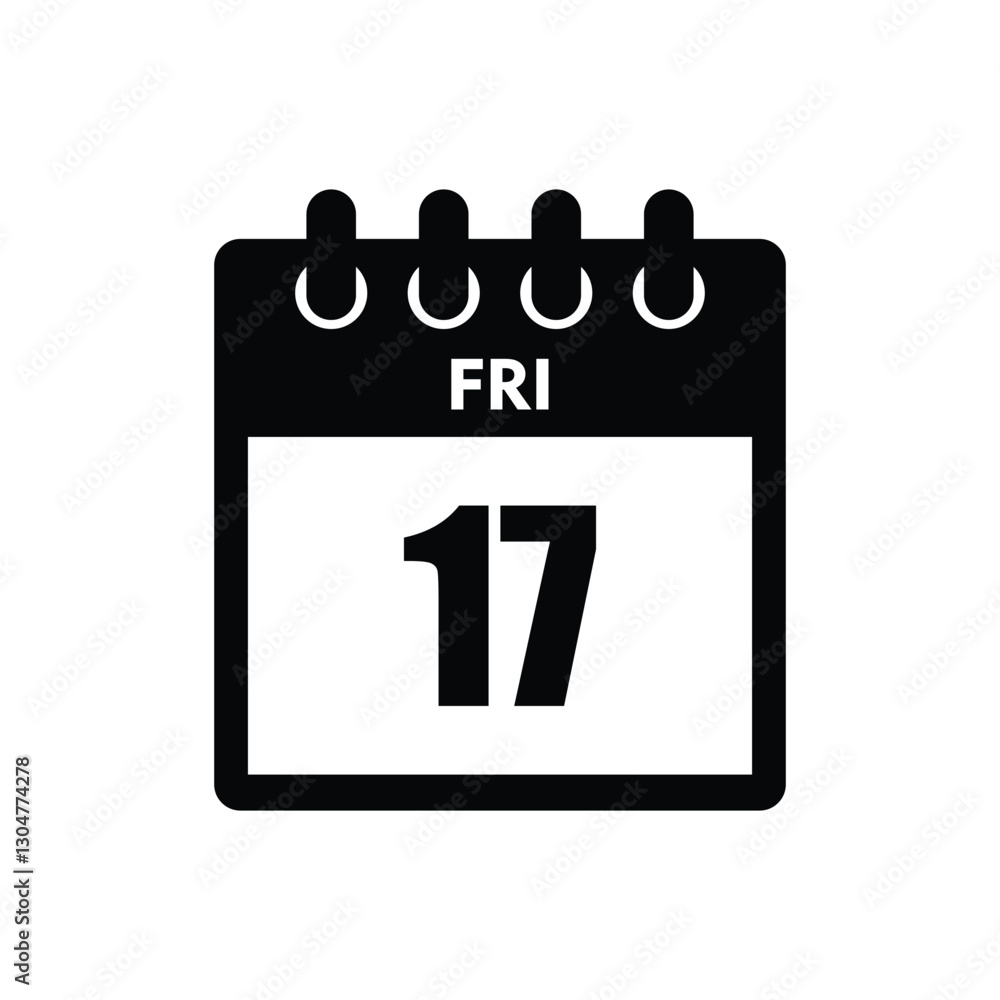 calender icon, 17 friday icon with white background calender icon, 17 friday icon with white background