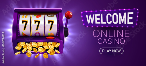Slot machine wins the jackpot. 777 Big win concept. Casino jackpot.