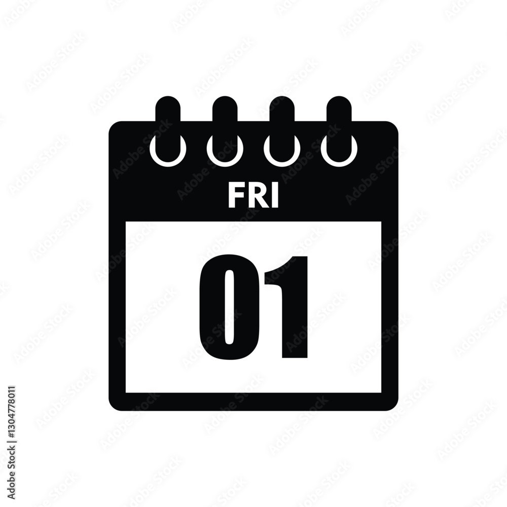calender icon, 01 friday icon with white background calender icon, 01 friday icon with white background