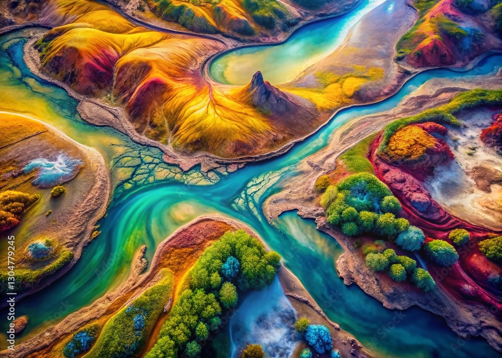 Surreal Aerial Landscape: Abstract Artistic Bird's Eye View of Nature's Wonders Surreal Aerial Landscape: Abstract Artistic Bird's Eye View of Nature's Wonders