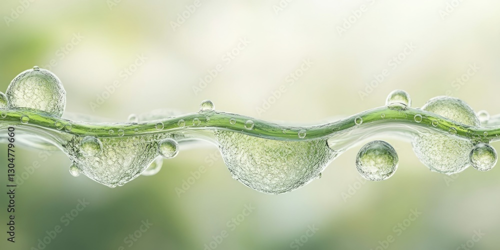 Floating bubbles on a water surface symbolize the clean energy potential of green hydrogen, promoting sustainability and environmental awareness Floating bubbles on a water surface symbolize the clean energy potential of green hydrogen, promoting sustainability and environmental awareness
