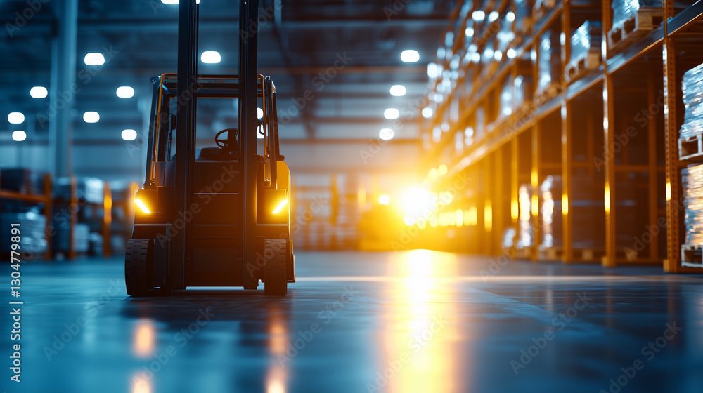 Industrial Pallet Loader in Modern Storage Facility Industrial Pallet Loader in Modern Storage Facility
