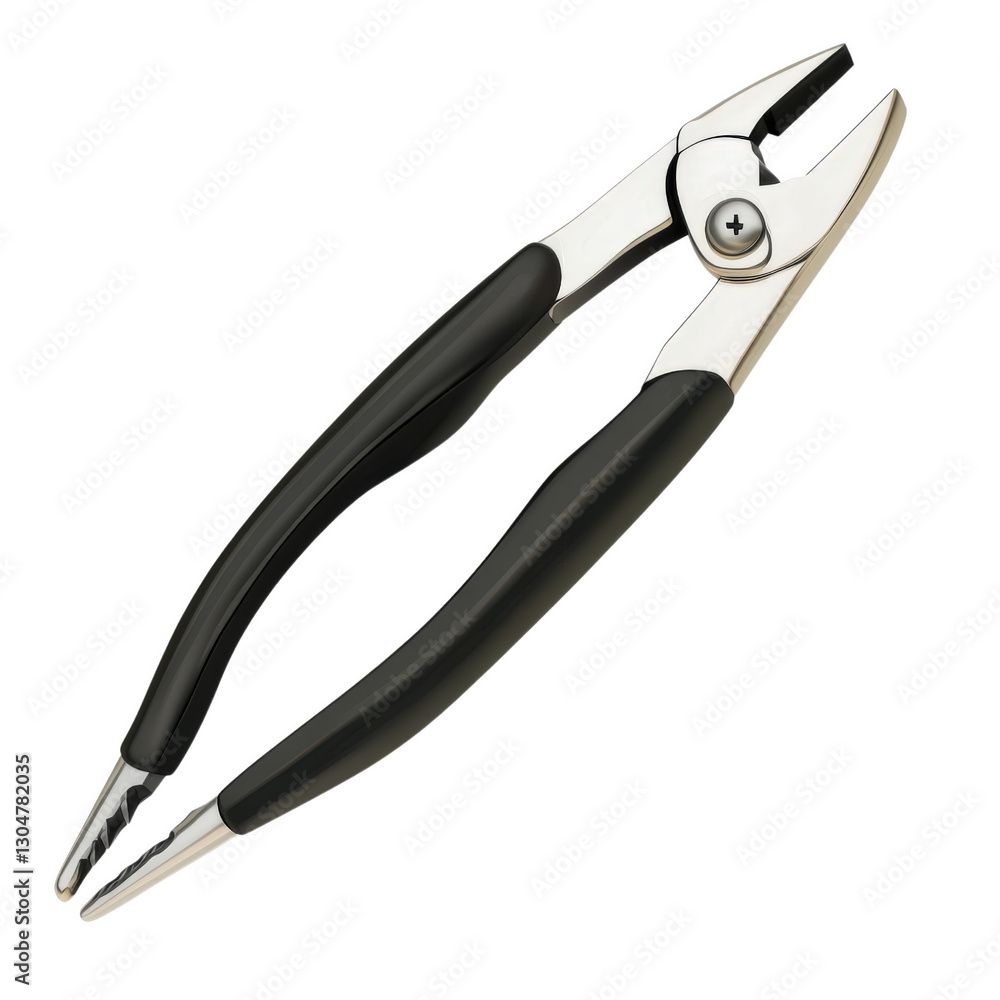 Precision Grip: A detailed studio shot of a professional nutcracker, featuring a sleek chrome and black design, highlighting its sharp edges and ergonomic handle. Precision Grip: A detailed studio shot of a professional nutcracker, featuring a sleek chrome and black design, highlighting its sharp edges and ergonomic handle.
