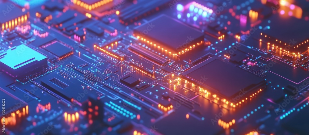 Abstract Circuit Board: Neon Glow and Technological Innovation Abstract Circuit Board: Neon Glow and Technological Innovation