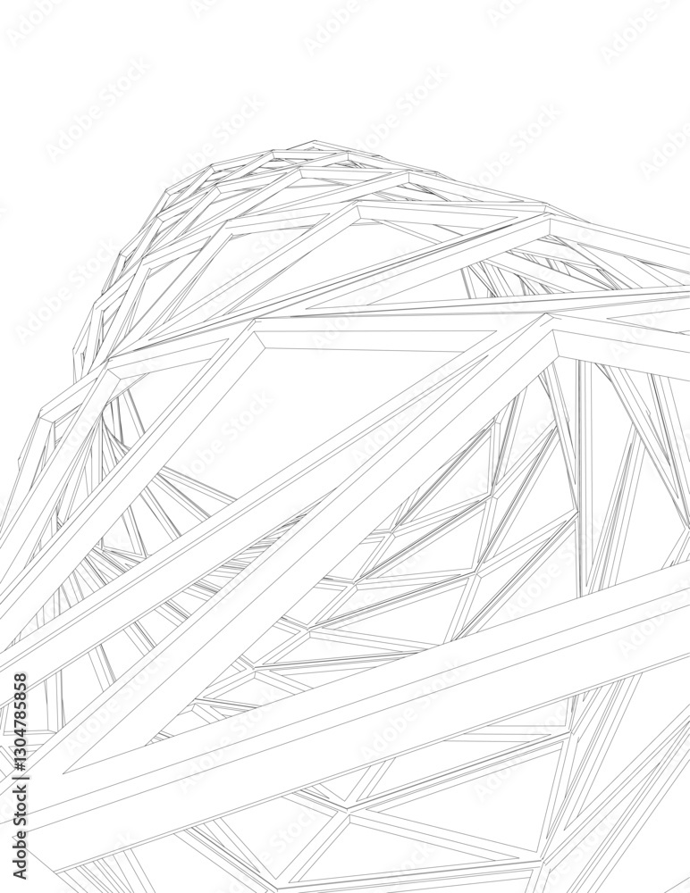 Abstract Architectural Wireframe Composition – Modern Skyscraper and Urban Cityscape Design Abstract Architectural Wireframe Composition – Modern Skyscraper and Urban Cityscape Design