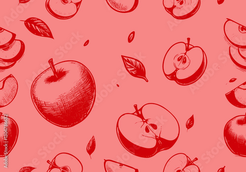 Apple Hand Drawn Sketch Illustration Vector Isolated