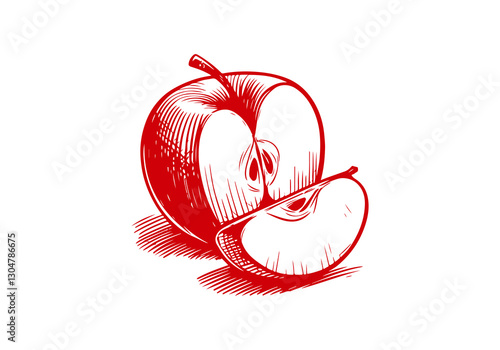 Apple Hand Drawn Sketch Illustration Vector Isolated