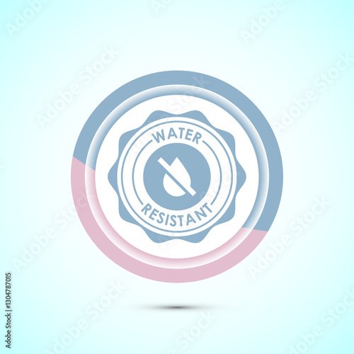 Water resistant icon design illustration, Waterproof sign, liquid proof protection. Pastel color button design