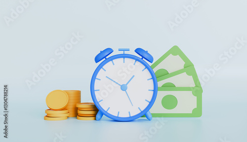 Timer and finance, time is money, Quick payment, easy credit, time money saving, clock and cash, fast loan, business and finance concept