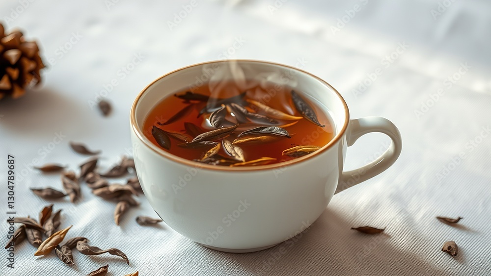 A Cozy Scene with a Cup of Hot Tea A Cozy Scene with a Cup of Hot Tea